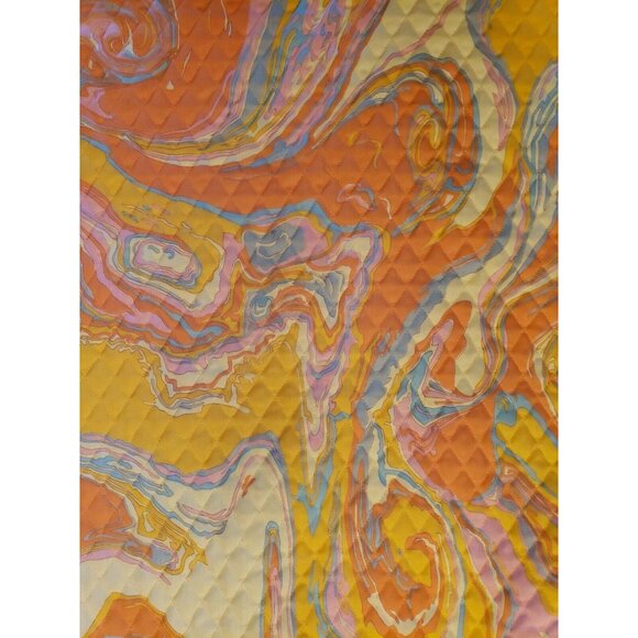 70s Bold Orange Oil Slick Quilted Maxi Skirt Sz 10 Park East by Swirl Mod Op Art - Picture 11 of 15